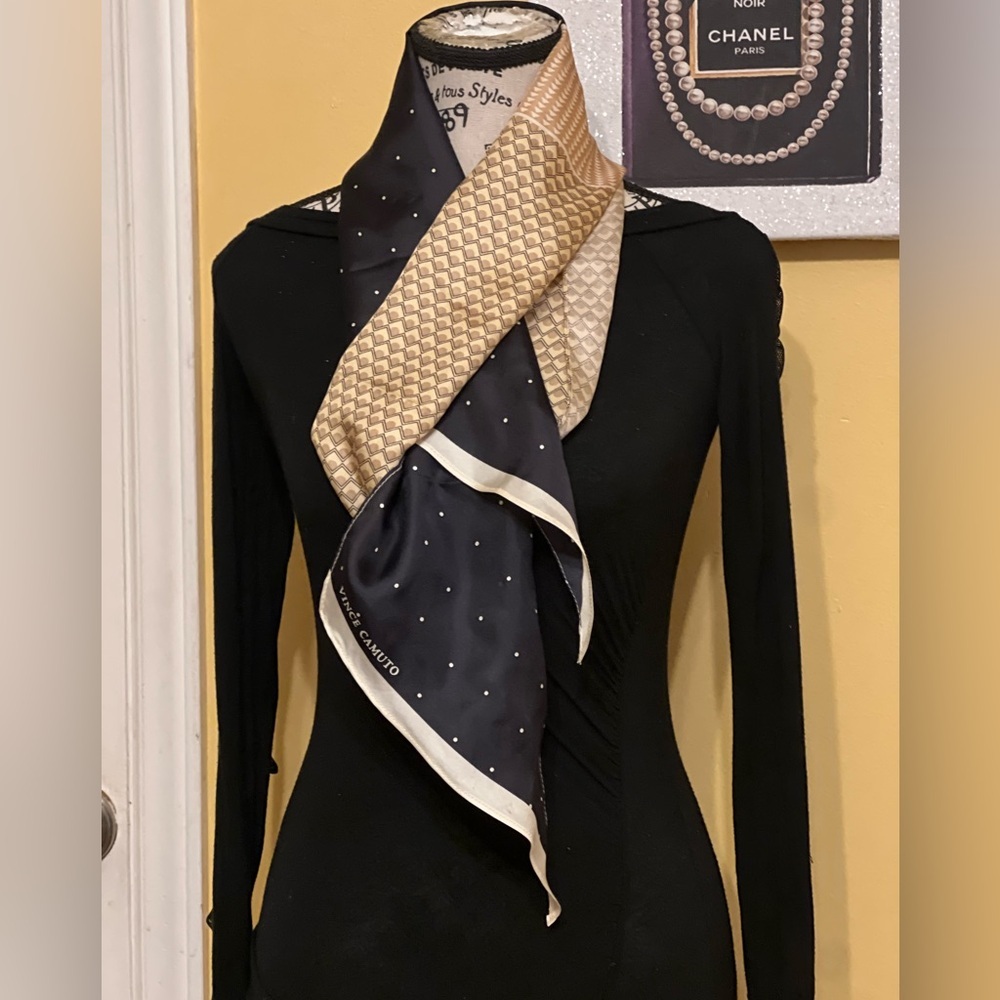 Vince Camuto Black and Gold Patterned Scarf - Picture 3 of 6
